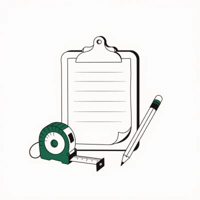 An empty clipboard with a blank quote sheet and a tape measure, ready for your first fence job.